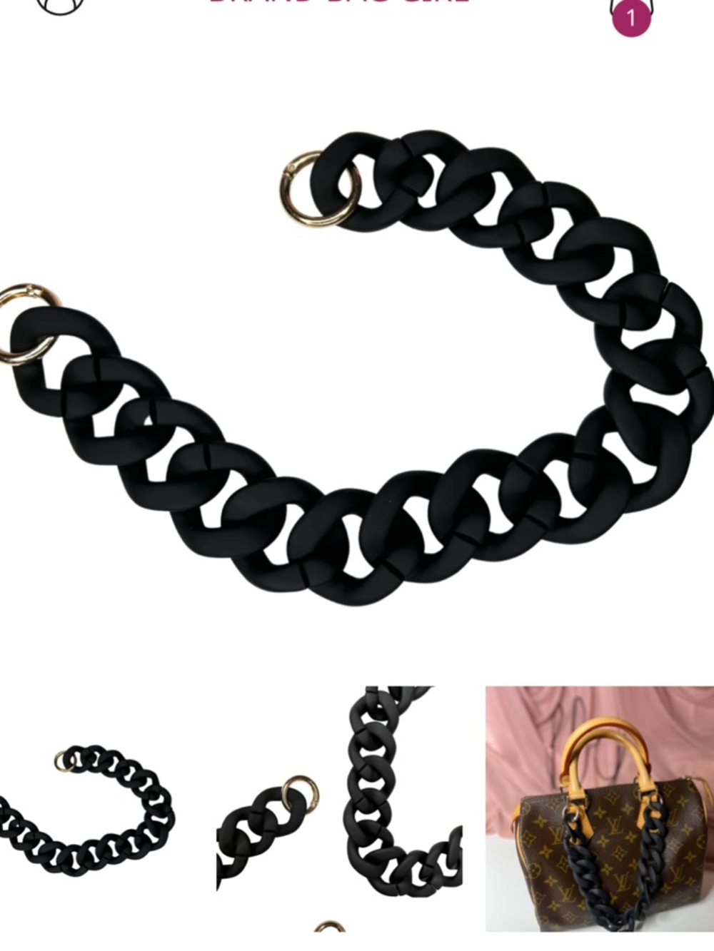 Chunky Matte Black Acrylic Chain Strap